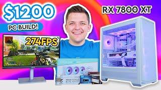 $1200 Gaming PC Build 2024!  [All-White RX 7800 XT Build w/ 1440p Benchmarks]