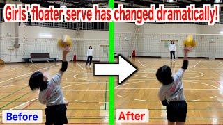 Volleyball lessons dramatically change a girl's floater serve!【volleyball】