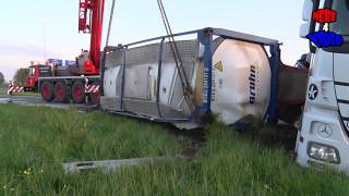 Vrachtwagen met 25 ton glucose gekanteld A50