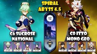 C6 Sucrose National and C0 Chiori Itto Mono Geo | Genshin Impact Spiral Abyss 4.4 Floor 12