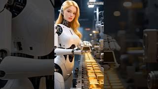 Robot Beauty Creating Gold Bars  | Future Factory #Shorts #ai #robot #airobotslife ‎⁨@AIRobotsLife⁩