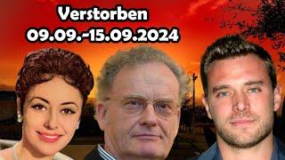 Trauer um Berühmtheiten, die in der Woche vom 02.09. bis 08.09.2024 verstorben sind.