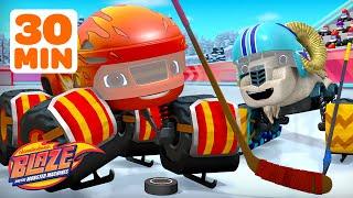 30 MINUTES of Blaze Playing Sports!  ft. Ice Hockey, Soccer & More | Blaze and the Monster Machines