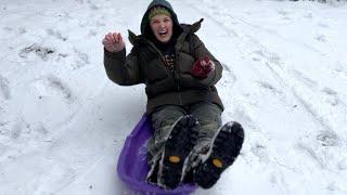 First Snow Of 2025 - Sledding, Dad's Favorite Donuts, Mom Hit The House