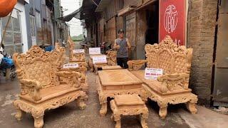 BỘ HOÀNG GIA GỖ GÕ (Louis) Chân 14 VIP | Đồ Gỗ Bảo Lộc
