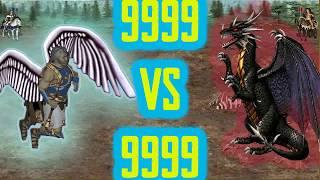 9999 Arch Angels vs 9999 Black Dragons! Heroes 3 (Heroes of might and magic 3)