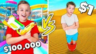 $1 VS $10,000 WATERPARK CHALLENGE!