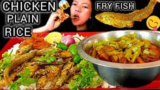 LOCAL FRY FISH CHICKEN WITH PLAIN RICE MUKBANG