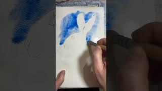 How to paint around an object and cover a large background wash in watercolour