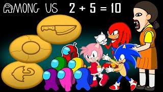 Squid Game 2 Among Us, Sonic, Amy, Knuckles in the Squid Game's class