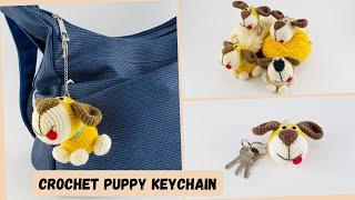 Crochet Dog Keychain Tutorial/Amigurumi Puppy Keychain/DIY Puppy Keychain/Amigurumi dog - Audio EN