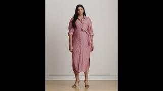 Lauren Ralph Lauren Plus Size Striped Linen Roll-tab-sleeve Shirtdress SKU: 10025270