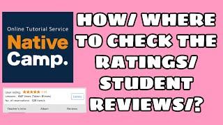 WHERE TO CHECK YOUR RATINGS? NATIVE CAMP TEACHERS