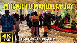 [4K HDR] The Mirage to Mandalay Bay Mostly Indoor Walk | Las Vegas Strip | 2024