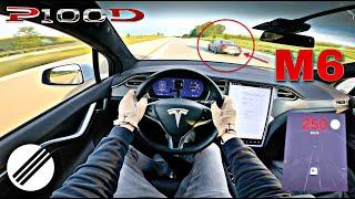 TESLA MODEL X P100D 611HP TOP SPEED DRIVE ON GERMAN AUTOBAHN 