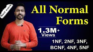 Lec-29: All Normal Forms with Real life examples | 1NF 2NF 3NF BCNF 4NF 5NF | All in One