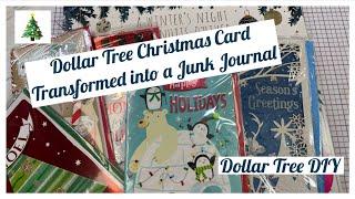 Dollar Tree Christmas Card Transformed into a Junk Journal | Dollar Tree DIY