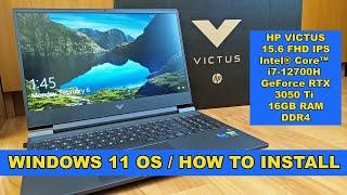 Tutorial instalare Windows 11 Pro boot from USB laptop gaming HP Victus Intel i7 12th gen Free Dos