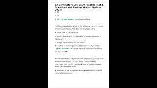 CA Contractors Law Exam Practice Test 1 Questions and Answers Latest Update 2024