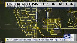 VIDEO: Portion of Girby Road to be closed next week