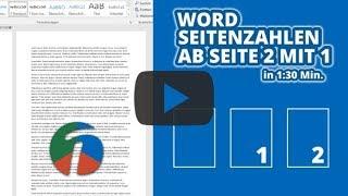 Word Seitenzahlen ab Seite 2 mit 1 - in 1:30 erklärt!