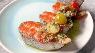 Steelhead Trout Tail with Anchoby Caper Sauce