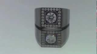 Blackened 18k White Gold Jefe Ring Diamonds by Mander Jewelry