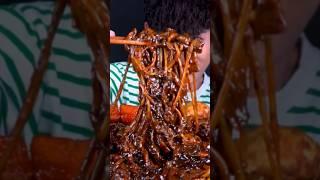 Korean Food Jjajangmyeon with Sausage & Fried Food! #mukbang #koreanfood #jjajangmyeon #sausage