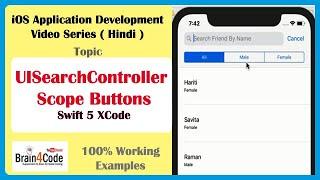 UISearchController with Scope Buttons in TableView Using Swift  Xcode | Hindi | Scope Bar in iOS App