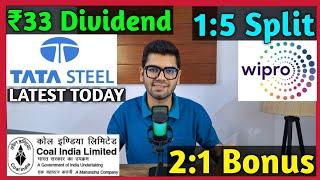 Tata Steel • Wipro Ltd • Coal India • Stocks Declared High Dividend, Bonus & Split With Ex Date's