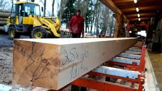 Amazing transformation of a gigantic tree into a 12-meter beam for building a log cabin (Process)