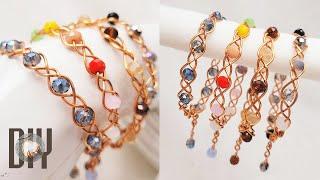 How to make a super easy bracelet | braid 3 wire | stone or crystal | DIY 952