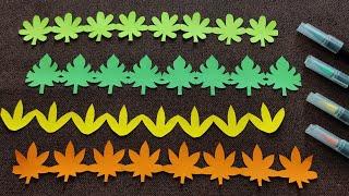 4 Easy Leaf Paper Chain / Border Design | Paper Chain Decoration ideas | Bulletin Board Border ideas