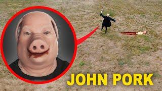 drone catches John Pork at secret hideout (we found him!)