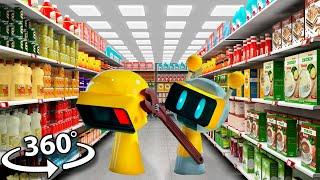 Fun Bot & Garnold Having Fun - Supermarket in 360° Video | VR / 8K | Incredibox Sprunki