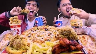 Eating Pizza, Burgers, Fried Chicken, Lasgana, Cheese roll, wings ft.@Hassankhalil10  |Mukbang