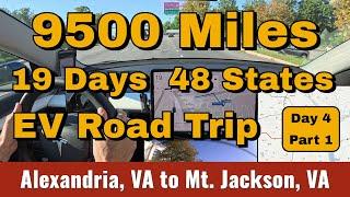 USA road trip in a Tesla EV. 48 States, 9500 miles in 19 Days, Alexandria, VA to Mt. Jackson, VA.