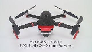 WRAPGRADE Poly for DJI Mavic 2 | BLACK BUMPY CAMO x Japan Red Accent