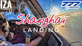 B777 PVG  Shanghai Pudong | LANDING 34R | 4K Cockpit View | ATC & Crew Communications
