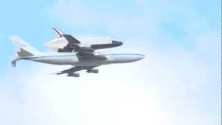 Space Shuttle flying North over the Hudson 4/27/12