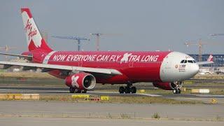 Plane Spotting Frankfurt Airport Startbahn West many take offs  A330 Air Asia / Cargo Queens