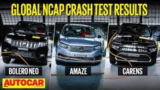 Global NCAP crash test results - Mahindra Bolero Neo, Honda Amaze and Kia Carens | @autocarindia1