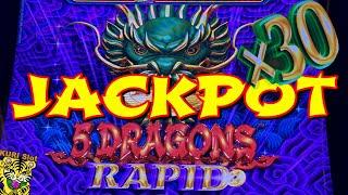 FINALLY GOT A JACKPOT !! on 5 DRAGONS RAPID5 DRAGONS RAPID Slot (Aristocrat) Only 6 FG Choice栗スロ