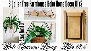 4 DOLLAR TREE DIYS MODERN FARMHOUSE BOHO HOME DECOR PROJECTS | 1 SCRAP WOOD DIY