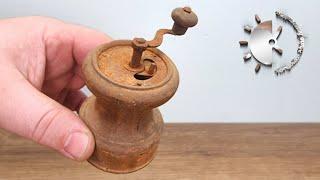 Pepper Grinder Restoration [Stabilize Wood, Nickelplating, ASMR]