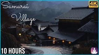 SAMURAI VILLAGE - 10 HOURS - HANS ZIMMER - JAPANESE MUSIC RAIN MEDITATION - ASMR - 4K -