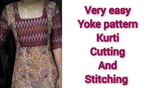 very easy yoke pattern kurti cutting and stitching Malayalam