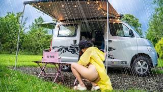Rainstorm in Mountains - Camping Van Adventure | ASMR (satisfying) 4K