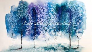 beautiful snow painting with some simple techniques. watercolor painting