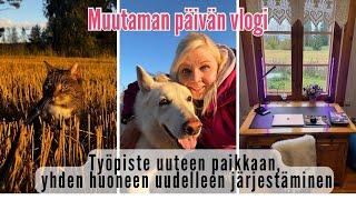 Yhden huoneen uudelleen järjestys /Työpiste uuteen paikkaan / Ulkoilua ja töitä